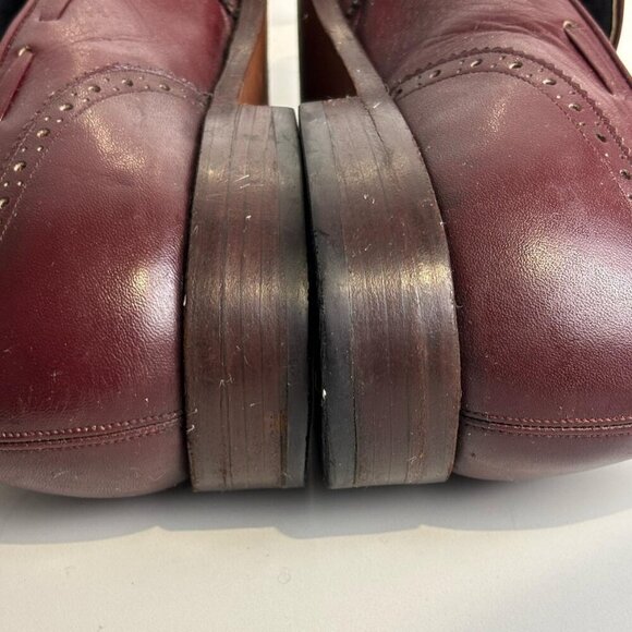 Polo Men Leather Kiltie Tassel Wingtip Slip Loafers Shoes Burgundy Size 9 - Picture 8 of 11